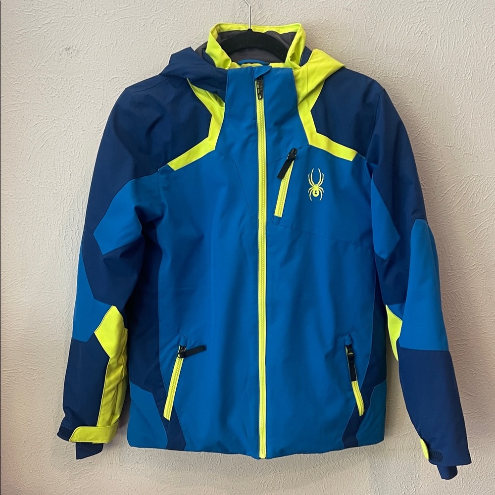 Spyder Leader Insulated Blue and Yellow Jacket Boys Size 16